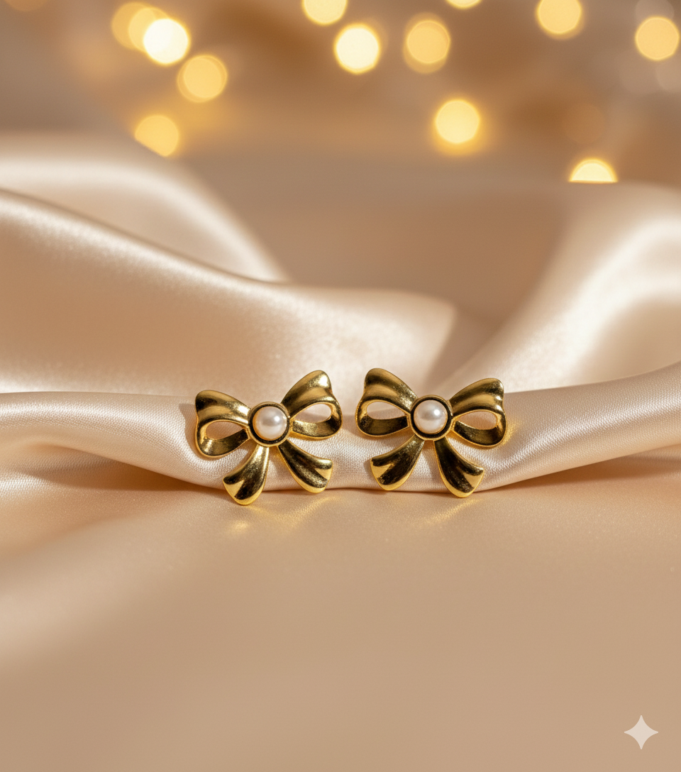Pearl bow earrings