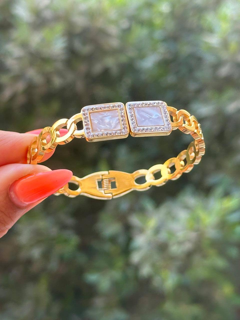 White stone bangle