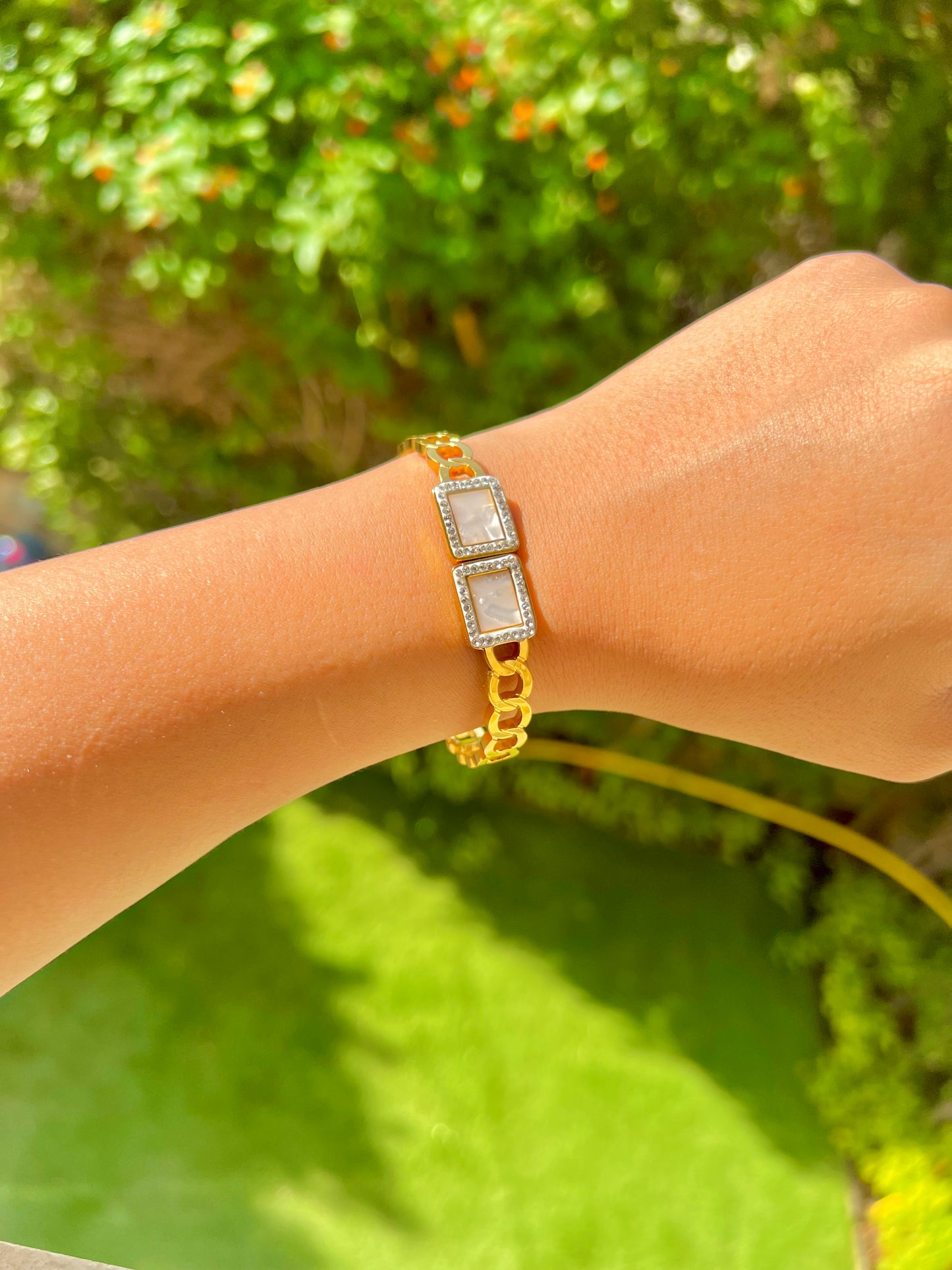 White stone bangle