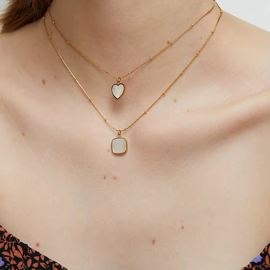 White square necklace
