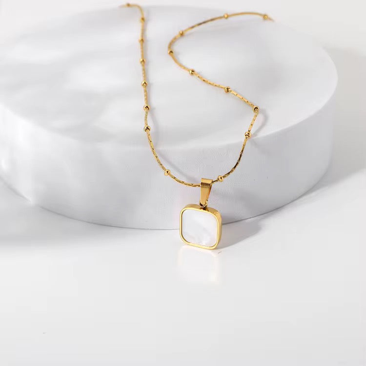 White square necklace