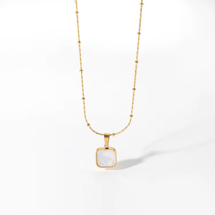 White square necklace