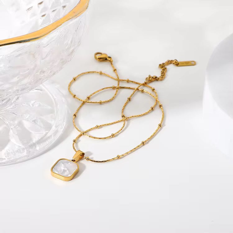 White square necklace