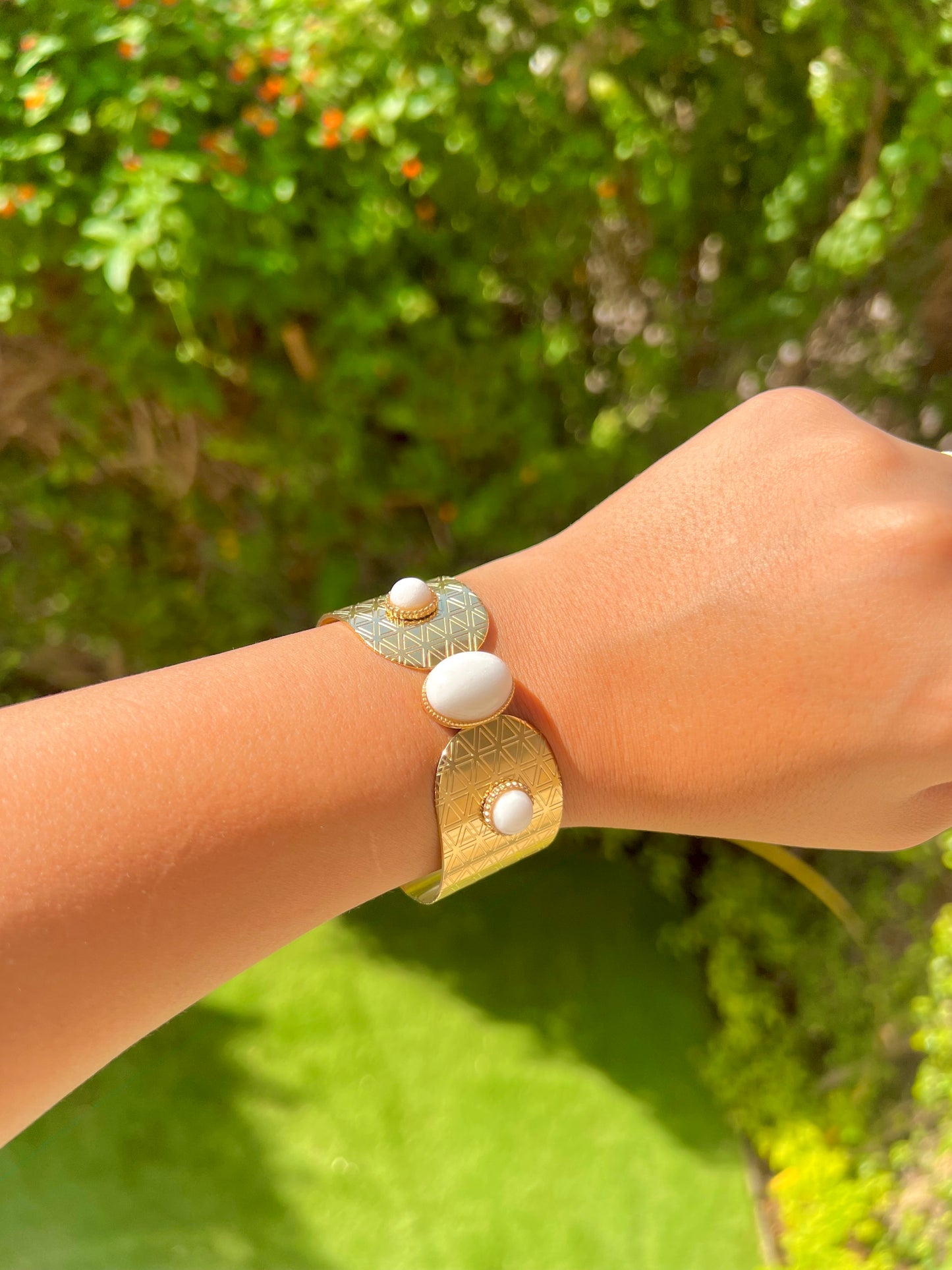 White stone bangle
